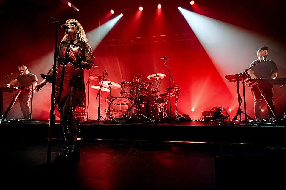 CHVRCHES performing at Hollywood Palladium in 2021; archival photo of a billed performer at CHVRCHES — LIVE, not this event