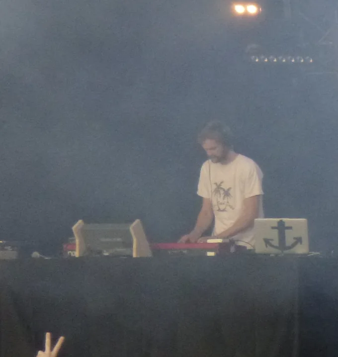 Todd Terje and The Olsens performing live at Glastonbury in 2015, with the full performer visible; archival photo of a billed performer at TODD TERJE ALL DAY LONG, not this event