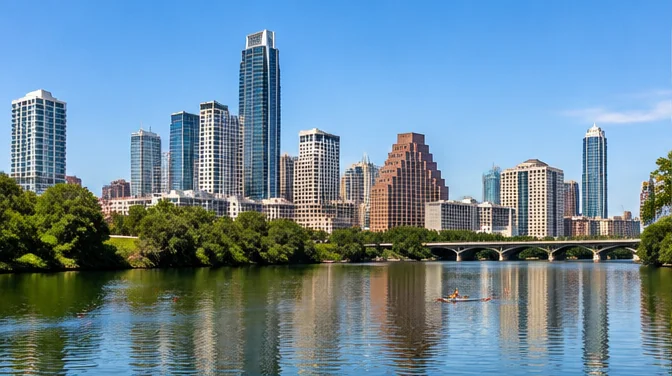 City photograph of AUSTIN as location context only, not a photograph of RAVE JESUS — RAVE REVIVAL TOUR