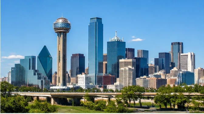 City photograph of DALLAS as location context only, not a photograph of SOLARDO — DUCTWORK AT SILO DALLAS