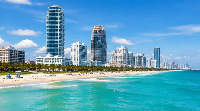 Miami nightlife skyline