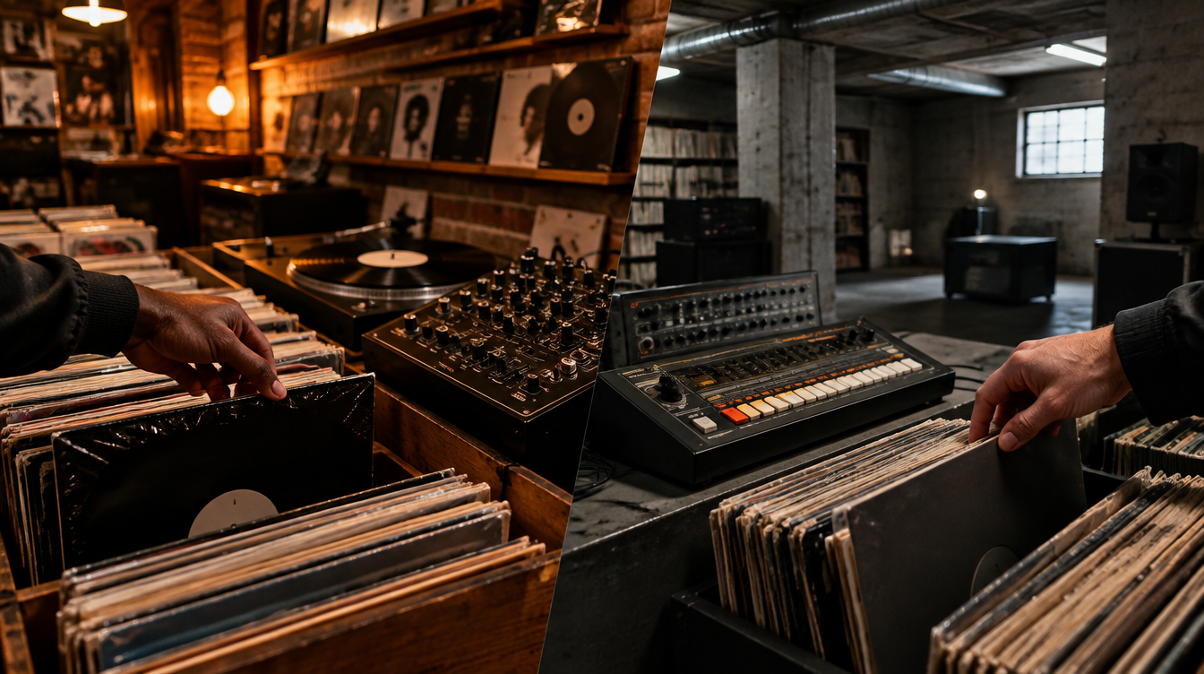 Professional DJ deck representing house and techno history